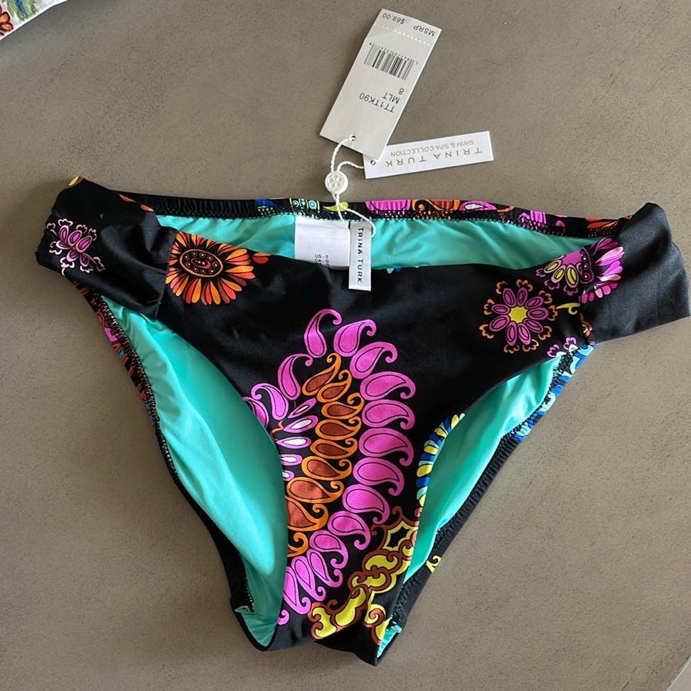 NWT!!  Trina Turk Hipster Bikini Bottoms - Electric Reef Multi Color Sz 8